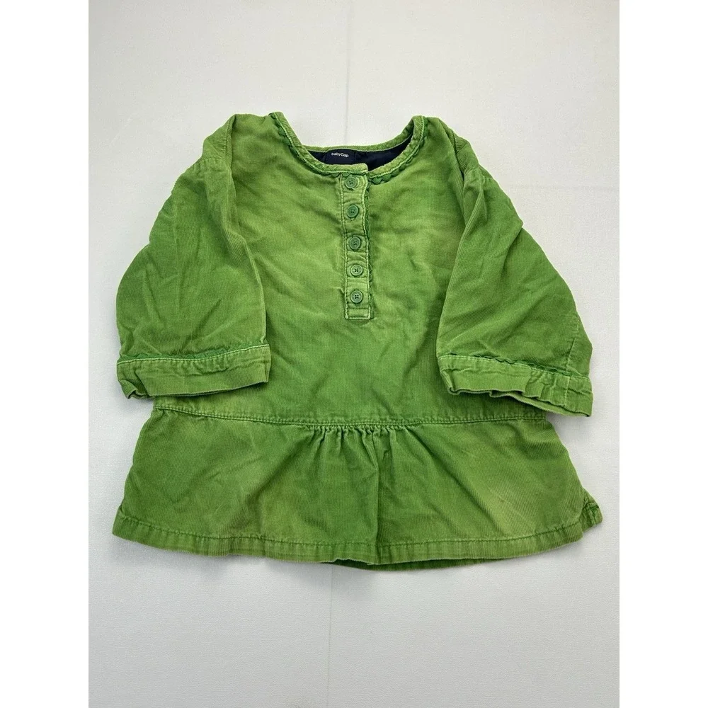 Baby Gap Corduroy Tunic Top Girls 18-24 Months Green Long Sleeve Peplum Fall